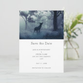 Herten met gewei in Shadowy Forest Wedding Save The Date (Staand voorkant)
