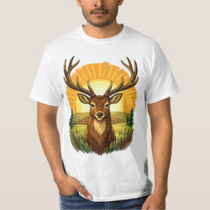Herten met Geweien Zonsondergang Bos Jager Cadeau T-shirt