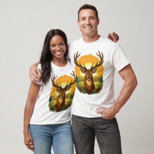 Herten met Geweien Zonsondergang Bos Jager Cadeau T-shirt