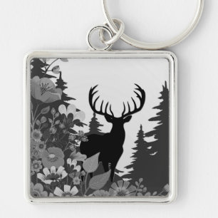 Herten met groot rek uit het bos sleutelhanger