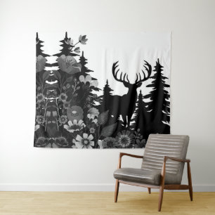 Herten met groot rek uit het bos wandkleed