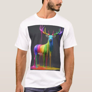 "Herten met Rainbow Paint Dripping Design" T-shirt