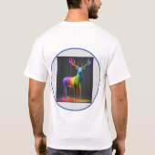 "Herten met Rainbow Paint Dripping Design" T-shirt (Achterkant)