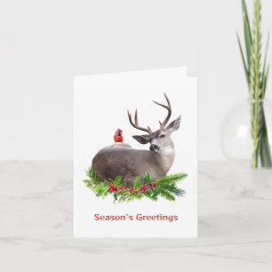 Herten met Red Bird Season's Greetings Kaart
