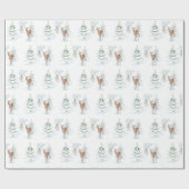 Herten met rode neus in het besneeuwde bos cadeaupapier (Vlak)