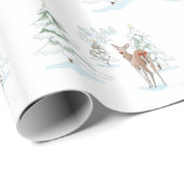 Herten met rode neus in het besneeuwde bos cadeaupapier (Rol Hoek)