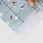 Herten met rode sjaal en vogeltjes in de besneeuwd tissuepapier (Detail)