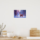 Herten naar het hart van de Kerstman - Rendier Poster (Keuken)