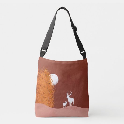 Herten op Moon Lit Hill Crossbody Tas (Voorkant)
