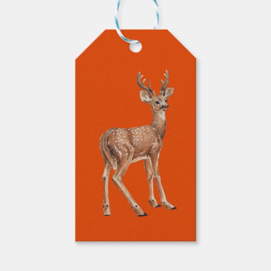 Herten op rood cadeaulabel (Voorkant)