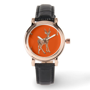 Herten op rood horloge