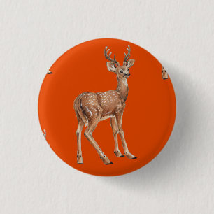 Herten op rood ronde button 3,2 cm