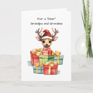 Herten Opa en Oma Schattige Kerstpaalliefde Kaart