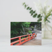 Herten oversteken Japanse brug Briefkaart (Staand voorkant)
