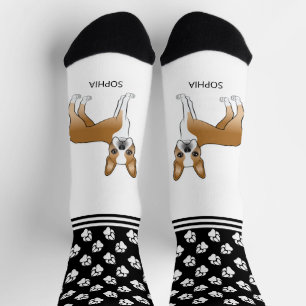 Herten Ree en Witte Boston Terrier met Naam en Poo Sokken