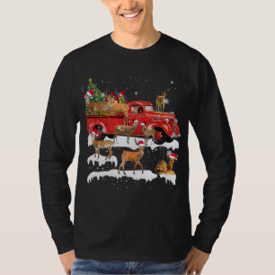 Herten rijden Rode Vrachtwagen Vrolijk Kerstmis X- T-shirt