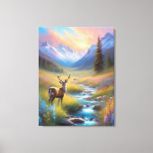 Herten Rocky Mountain Spring Meadow Sunrise schild Canvas Afdruk (Voorkant)