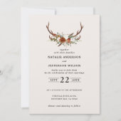 Herten roest terracotta bloemrijke rustieke elegan kaart (Voorkant)