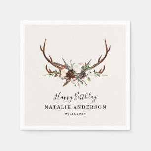 Herten rustieke botanische herfst schuur verjaarda servet