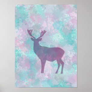 Herten silhouet Eenvoudig abstract Winter Cute Pas Poster