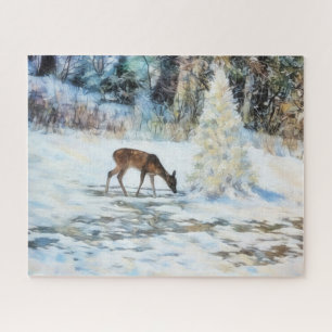 Herten Sneeuw Natuur Kunst Grote Puzzel