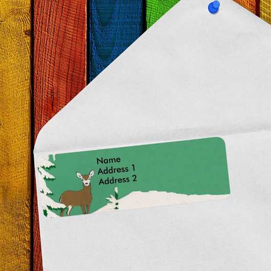 Herten sneeuw winter scène etiket