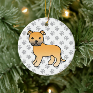 Herten Staffordshire Bull Terrier Schattige Cartoo Keramisch Ornament