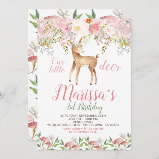 Herten Verjaardag Uitnodiging (Voorkant / Achterkant)