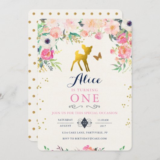 Herten Verjaardag Uitnodiging (Voorkant / Achterkant)