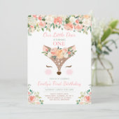 Herten Verjaardag Uitnodiging Floral Woodland Deer (Staand voorkant)