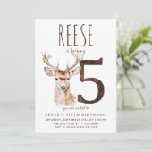Herten vijfde verjaardag uitnodiging (Staand voorkant)