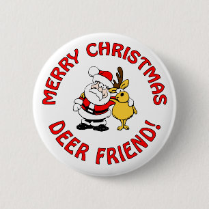 "Herten Vriend" Kerstmis knop Ronde Button 5,7 Cm