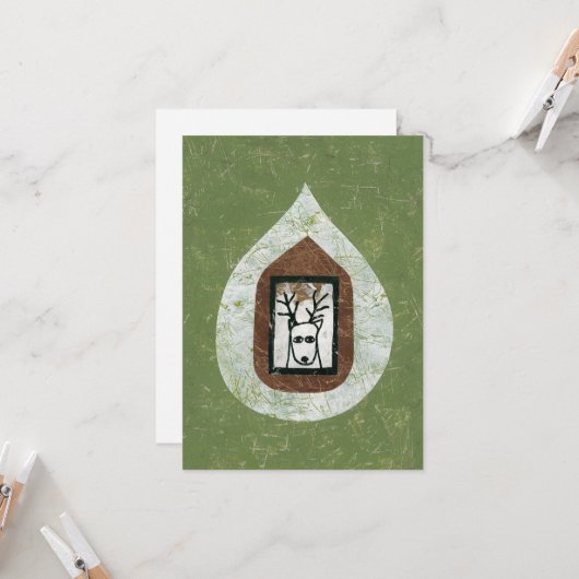 Herten wachten op je om Wenskaart te verlaten Kaart (Voorkant / Achterkant in situ)