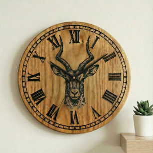 Herten Wandklok - Wilde Houten Stijl Decoratie Grote Klok