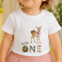 Herten Wilde Eén Baby Eerste 1e Verjaardag T-Shirt