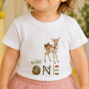 Herten Wilde Eén Baby Eerste 1e Verjaardag T-Shirt