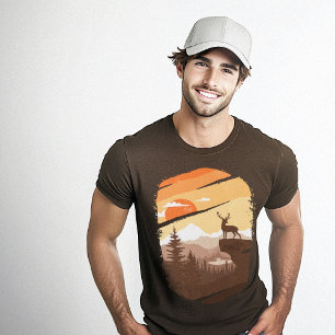 Herten Wildlife Graphic Brown T-shirt