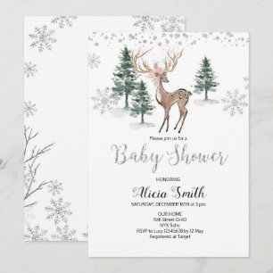 Herten Winter Baby shower Uitnodiging