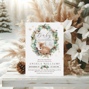 Herten Winter Woodland Koud Buiten Baby shower Kaart