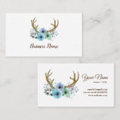 hertenantler, bloemen visitekaartje (Voorkant / Achterkant)