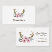 hertenantler, bloemen visitekaartje (Voorkant / Achterkant)