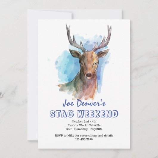 Hertenbok in waterverf uitnodiging (Voorkant)