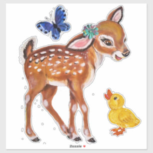  herteneend vlinder kwekerij muurdecor sticker