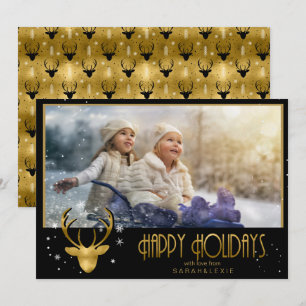 Hertengewei Pijlen Kerst Foto V2 Goud ID861 Kaart