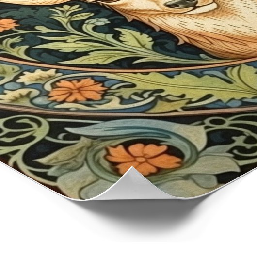 Hertengezicht in bloemenontwerp poster (Hoek)