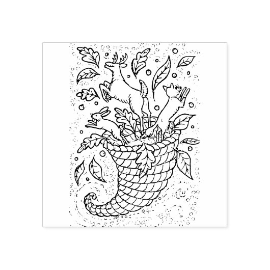 HERTENHAZEN VOSSENBOS WILDE DIEREN, NATUUR CORNUCO RUBBERSTEMPEL (Afrduk)