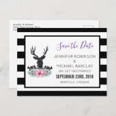 Hertenhoofd met bloemen & bergen Bewaar de datum Aankondigingskaart (Voorkant / Achterkant)