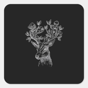 Hertenhoorn Paddenstoel Cottage  Goblincore Vintag Vierkante Sticker