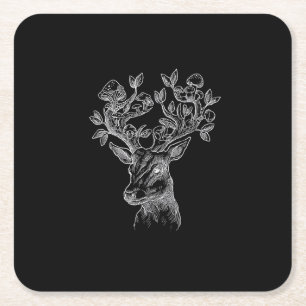 Hertenhoorn Paddenstoelen Cottage Goblincore Vint Vierkante Kartonnen Onderzetter