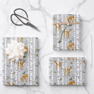 Hertenjongen Witte Berkenbos Vogels Cadeau Inpakpapier Vel